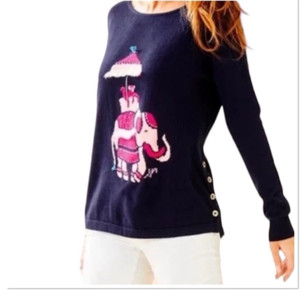 NEW Lilly Pulitzer Caralynn Sweater
True Navy Elephant Intarsia